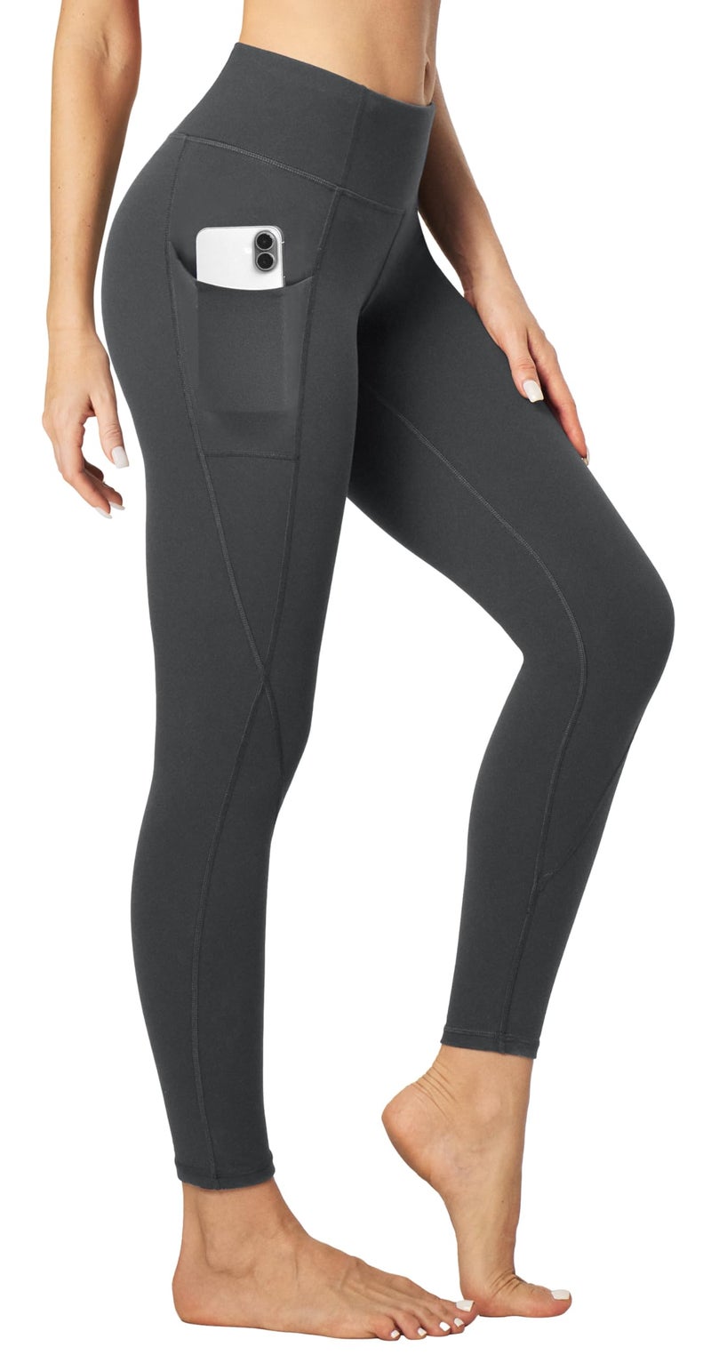 Heathyoga Leggings with Pockets for Women Tummy Control High Waisted Yoga Pants Women Compression Workout Leggings Gray - Image 1